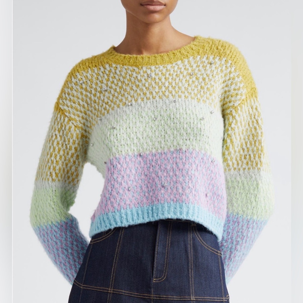 Cinq à Sept Casper Ombré Embellished Crewneck Sweater